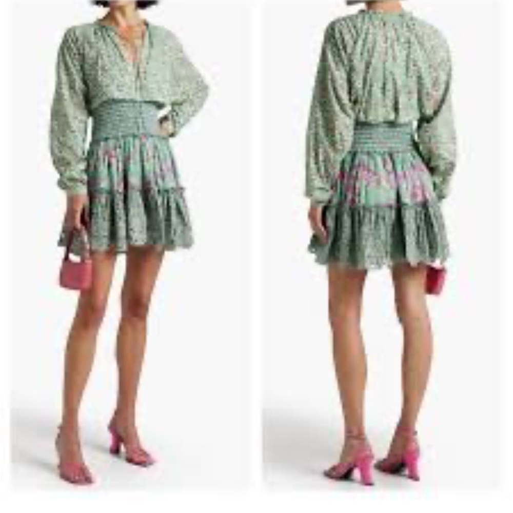 $425 Hemant & Nandita Pink Patchwork-effect Cotton Mini Dress Size XS
